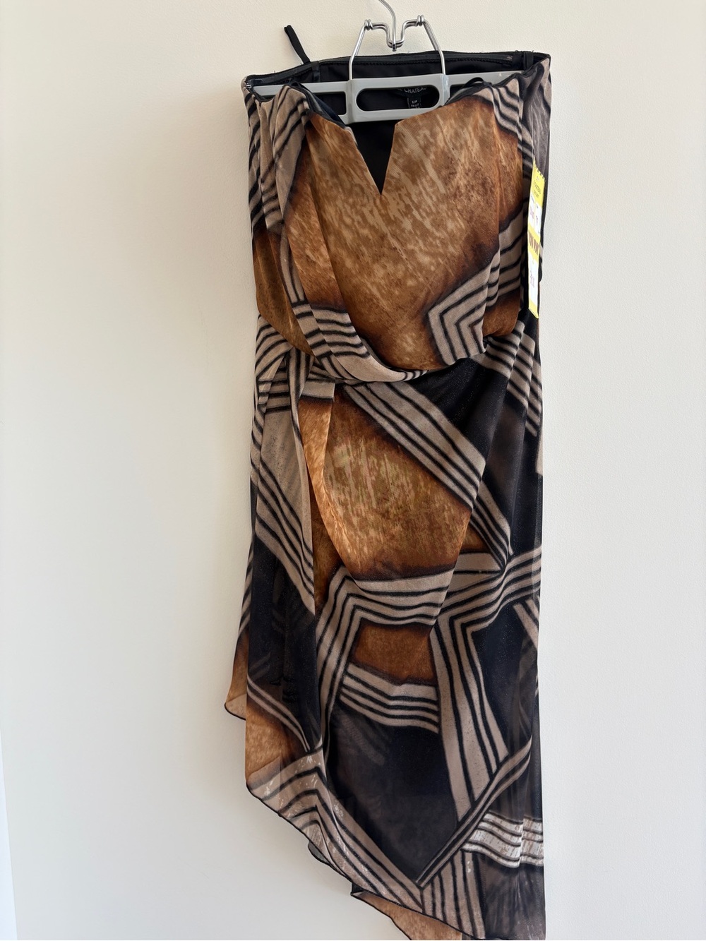 Le Chateau Brown & Black Sheer Strapless Dress - Picture 2 of 6